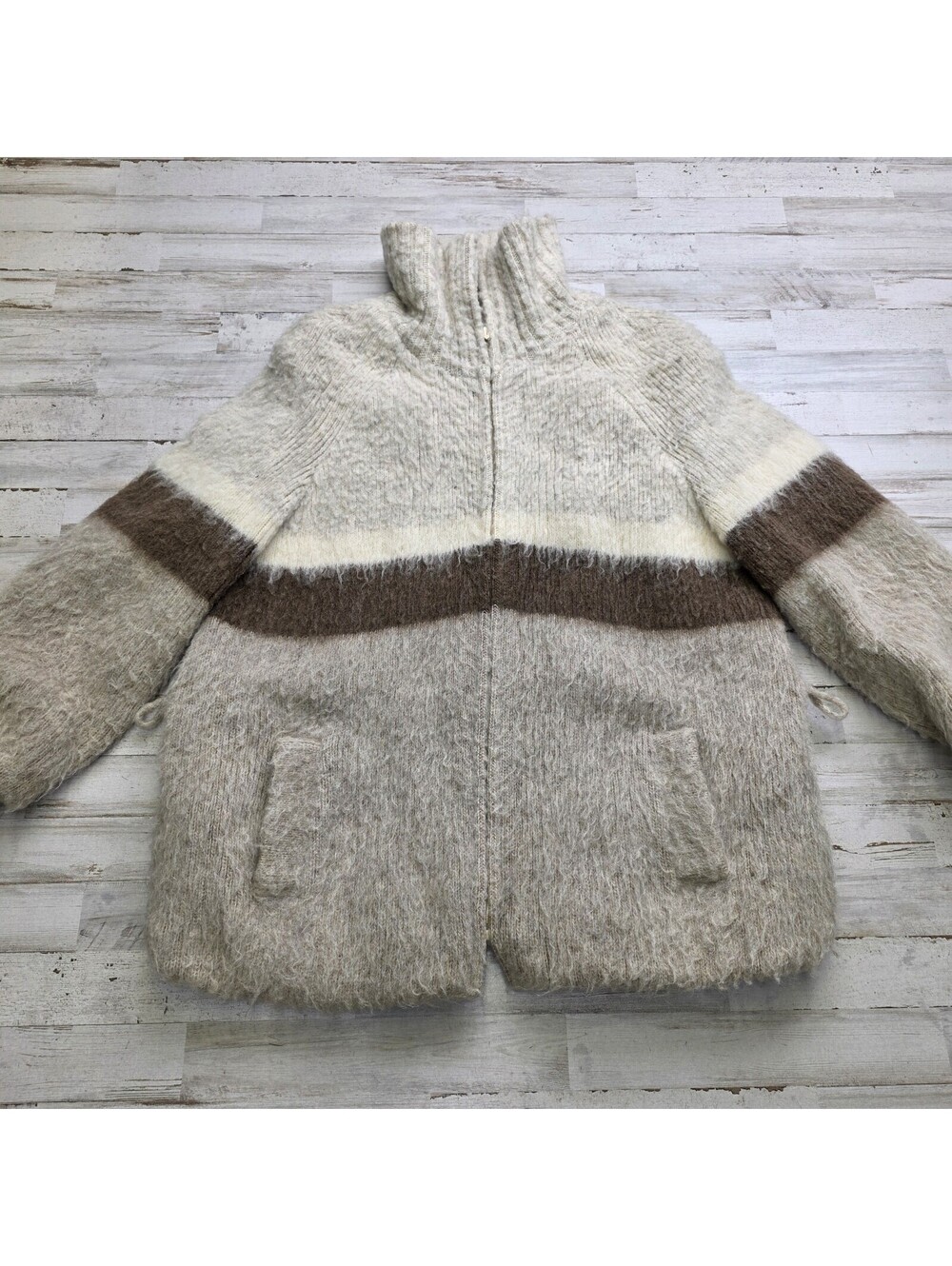 Vintage Hilda Ltd Icelandic Wool Fair Isle Zip Up Lined Jacket Women's MED
